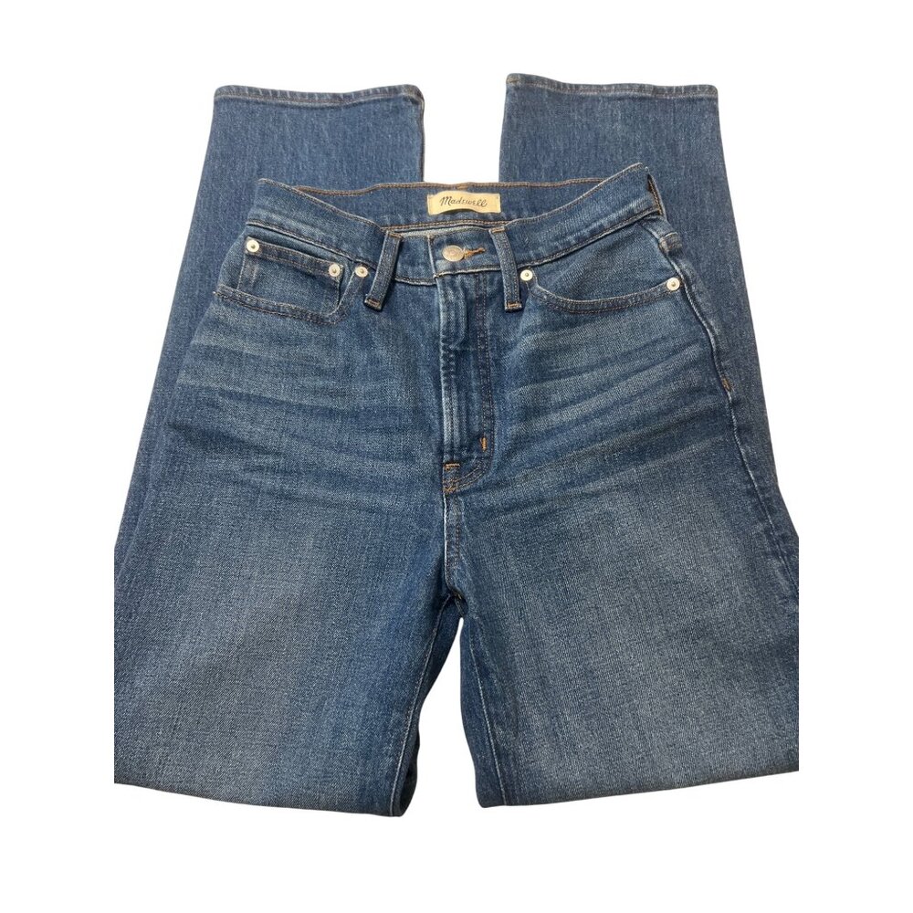 Madewell Perfect Vintage Straight Jeans Blue Denim Classic Button Zip Size 25